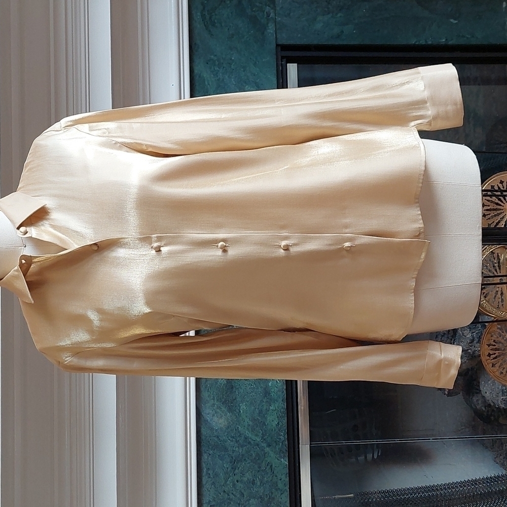 ANN Taylor Gold Shimmer Button Down Shirt
